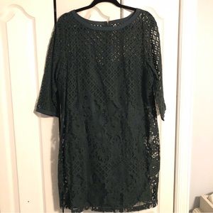 LOFT Dark Green Lace Dress